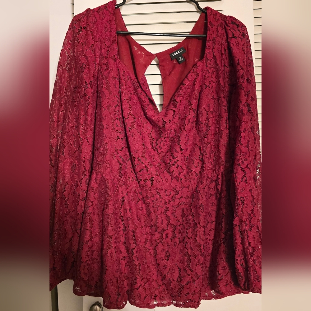 Torrid Red Lace Blouse